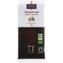 MONOPRIX GOURMET Chocolat noir Origine Equateur, intense & floral, 71% de cacao 100g