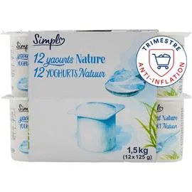 CARREFOUR SIMPL Yaourt nature 12x125g