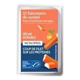 MONOPRIX Bâtonnets de surimi saveur crabe 320g