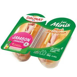 DAUNAT Sandwichs mini jambon emmental 130g