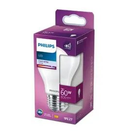 PHILIPS Ampoule LED E27 Standard Blanc-froid 60W x1 l'unité