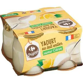 CARREFOUR ORIGINAL Yaourt lait entier citron 4x125g