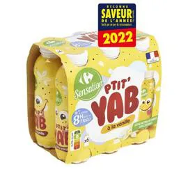 CARREFOUR SENSATION Yaourts à boire à la vanille 6x180g
