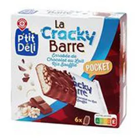 MARQUE REPÈRE, P'TIT DÉLI Barre chocolatée Bille de riz 162g