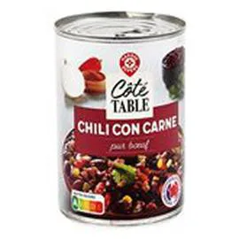 MARQUE REPÈRE, CÔTÉ TABLE Chili con carne Au piment de Cayenne 400g