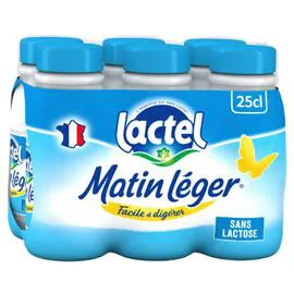 LACTEL, MATIN LÉGER Lait demi écrémé sans lactose 6X25cl