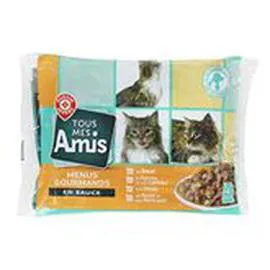 MARQUE REPÈRE, LYCAT Sachet repas chats Viande en sauces 4x100g