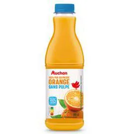 AUCHAN Pur jus d'orange pressé sans pulpe 90cl