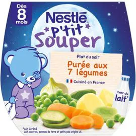 NESTLÉ, P'TIT SOUPER Plat bébé 8+ mois, 7 légumes 2x200g
