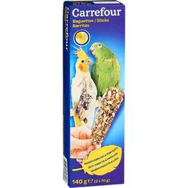 CARREFOUR Baguettes pour grandes perruches & perroquets 2x70g