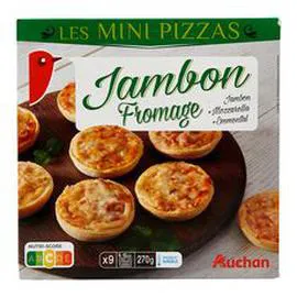 AUCHAN Mini pizza au jambon et fromage 270g
