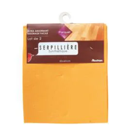 AUCHAN Serpillières synthétiques spéciales parquet 50x60cm x2