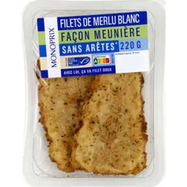 MONOPRIX Monoprix filets de Merlu blanc façon meunière 220g