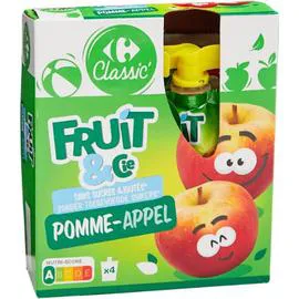CARREFOUR CLASSIC' Compote pomme s/sucres ajoutés 4x90g