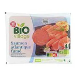 MARQUE REPÈRE, BIO VILLAGE Saumon fumé Bio Atlantique 4 tranches 120g