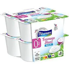 PÂTURAGES Fromage blanc nature 0% MG 8x100g
