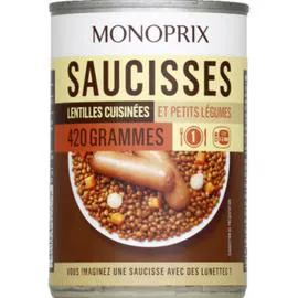 MONOPRIX Saucisses lentilles cuisinées et petits légumes 420g
