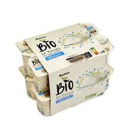 AUCHAN BIO Yaourt au lait entier nature 12x125g