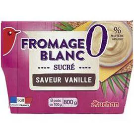AUCHAN Fromage blanc sucré saveur vanille 8x100g