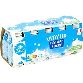 CARREFOUR Yaourt à boire nature sucré 10x100g