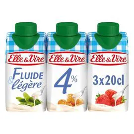 ELLE & VIRE Crème Fluide Et Légère 4% Mat.Gr. 3x20cl