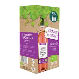 L'HERITAGE DE CARILLAN Vin rosé bio Pays d'Oc 2,25l