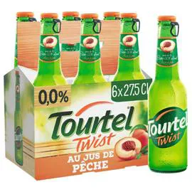 TOURTEL Bière au jus de Pêche Sans Alcool Twist 6x27,5cl