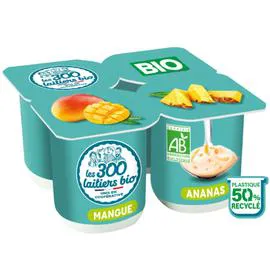 LES 300 & BIO Yaourt mangue ananas brassé 4x125g