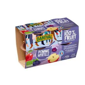 DANIVAL Dessert Pomme Myrtille Sans Sucres Ajoutés Bio 400g