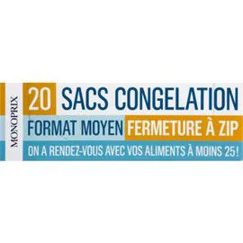 MONOPRIX Sacs congélation fermeture à zip, format moyen l'unité