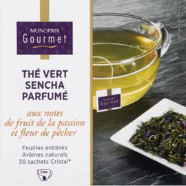 MONOPRIX GOURMET Thé vert Sencha parfumé, aux notes de fruit de la passion et fleur de pêcher 60g