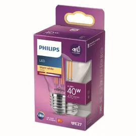 PHILIPS Ampoule LED E27 Sphérique Filement Blanc-chaud 40W x1 l'unité