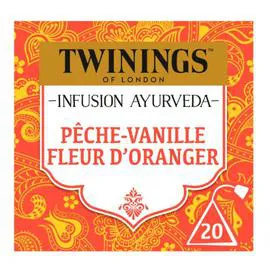 TWININGS Infusion ayuverda Pêche vanille fleur oranger x20 32g
