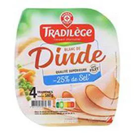 MARQUE REPÈRE, TRADILÈGE Blanc de dinde 4 tranches 160g