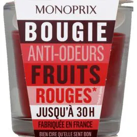 MONOPRIX Bougie anti-odeurs fruits rouges 30H l'unité