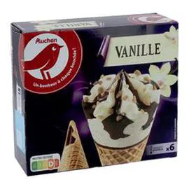 AUCHAN Cône glacé vanille 410g