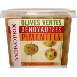 MONOPRIX Olives vertes dénoyautées pimentées 125g
