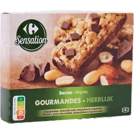 CARREFOUR SENSATION Barres chocolatées gourmandes 4x35g