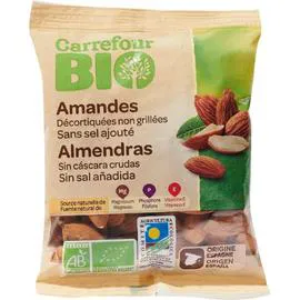 CARREFOUR BIO Amandes bio décortiquées non grillées 90g