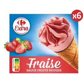 CARREFOUR EXTRA Glaces cônes fraise 459g