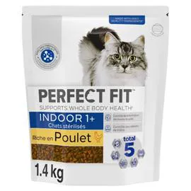 PERFECT FIT Croquettes pour chat chat adulte intérieur stérilisé Riche en Poulet 1,4kg