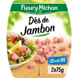 FLEURY MICHON Dés de jambon allégés en sel 2x75g