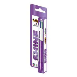 BIC 4 Couleurs Stylos-Billes Pointe Moyenne (1,0 mm) Shine couleurs aléatoires Coffret x1