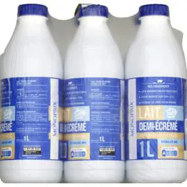 MONOPRIX Lait demi-écrémé, stérilisé UHT 6x1l