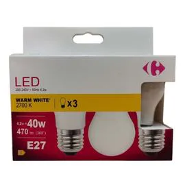 CARREFOUR Ampoule LED fil sphérique - 40W - E27 x3