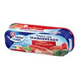 MARQUE REPÈRE, PÊCHE OCÉAN Filets maquereaux Tomate basilic 169g