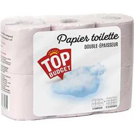 TOP BUDGET Papier toilette rose double épaisseur x6