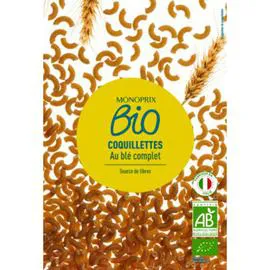 MONOPRIX BIO Coquillettes au blé complet bio 500g