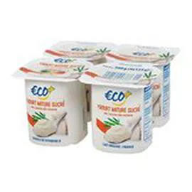 ECO+ Yaourt nature sucré 4x125g