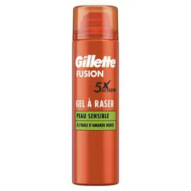 GILLETTE Gel À Raser Pour Peaux Sensibles À L’Huile D’Amande Douce Fusion 200ml